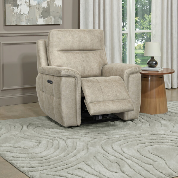 Marble Cream Fabric Sofas - Electric Recliner Armchair with Power Headrest - Dalton Range - Oak Furnitureland