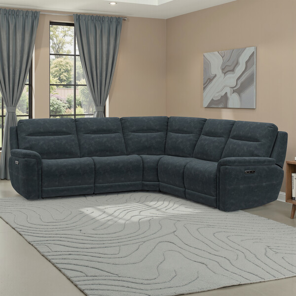 Dexter Shadow Fabric Sofas - Large Corner Recliner - Dalton Range - Oak Furnitureland
