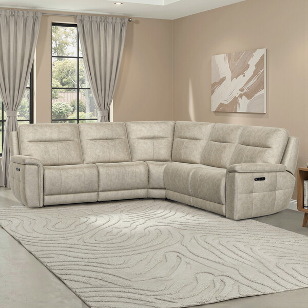 Marble Cream Fabric Sofas - Large Corner Recliner - Dalton Range - Oak Furnitureland