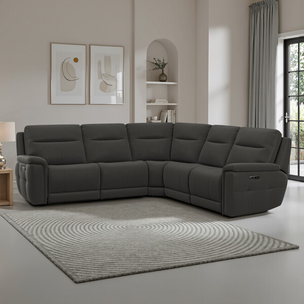 Storm Leather Sofas - Large Corner Recliner - Dalton Range - Oak Furnitureland