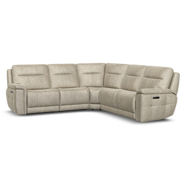 Marble Cream Fabric Sofas - Large Corner Recliner with Power Headrests - Dalton Range - Oak Furnitureland
