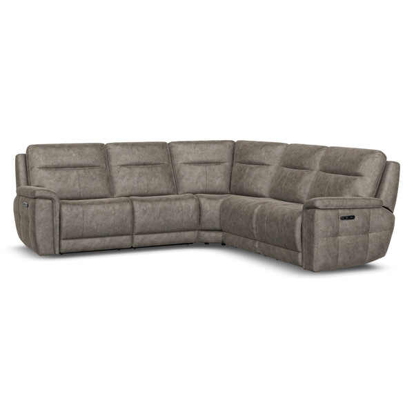 Marble Mink Fabric Sofas - Large Corner Recliner with Power Headrests - Dalton Range - Oak Furnitureland