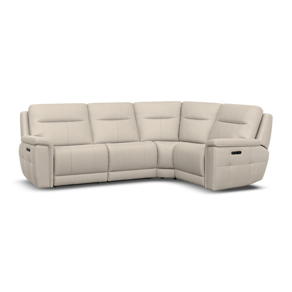 Bella Barley White Fabric Sofas - Corner Electric Recliner Left Hand  - Dalton Range - Oak Furnitureland