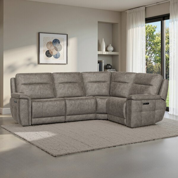 Marble Mink Fabric Sofas - Corner Electric Recliner Left Hand  - Dalton Range - Oak Furnitureland