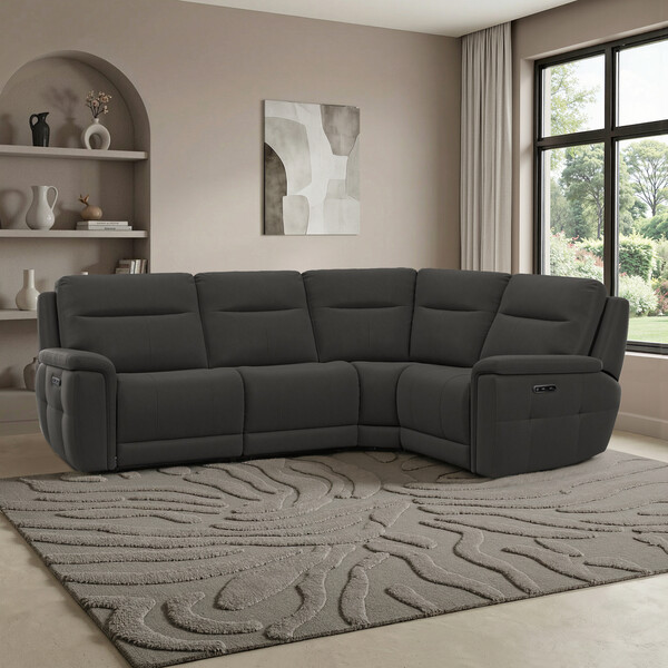 Storm Leather Sofas - Corner Electric Recliner Left Hand  - Dalton Range - Oak Furnitureland