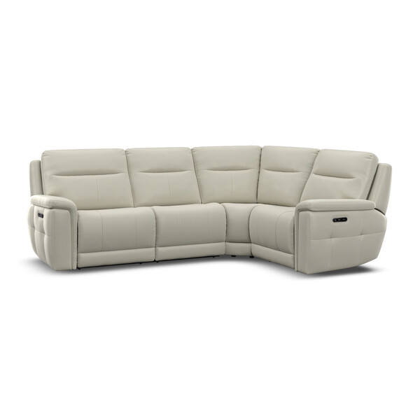Bone China Leather Sofas - Left Hand Corner Recliner with Power Headrests - Dalton Range - Oak Furnitureland