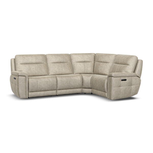 Marble Cream Fabric Sofas - Left Hand Corner Recliner with Power Headrests - Dalton Range - Oak Furnitureland
