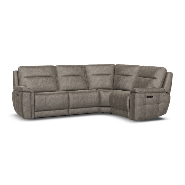 Marble Mink Fabric Sofas - Left Hand Corner Recliner with Power Headrests - Dalton Range - Oak Furnitureland