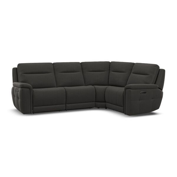 Storm Leather Sofas - Left Hand Corner Recliner with Power Headrests - Dalton Range - Oak Furnitureland