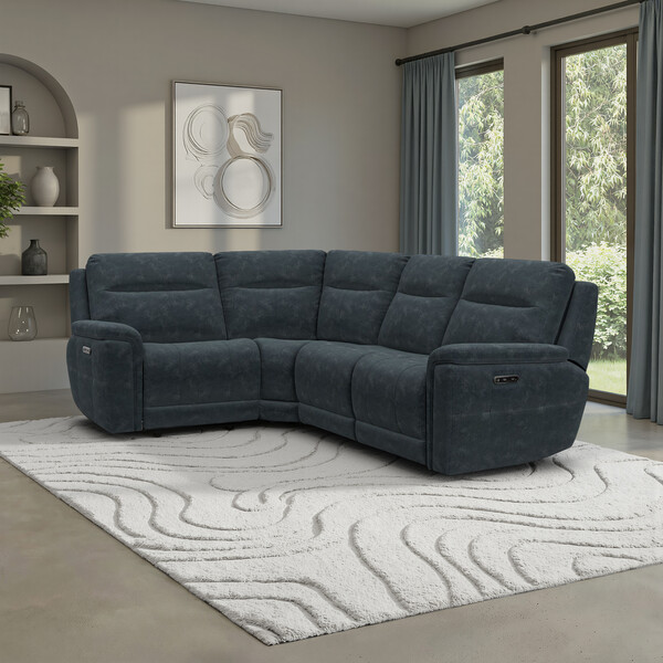 Dexter Shadow Fabric Sofas - Corner Electric Recliner Right Hand  - Dalton Range - Oak Furnitureland