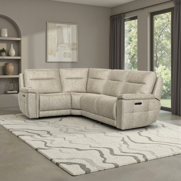 Marble Cream Fabric Sofas - Corner Electric Recliner Right Hand  - Dalton Range - Oak Furnitureland