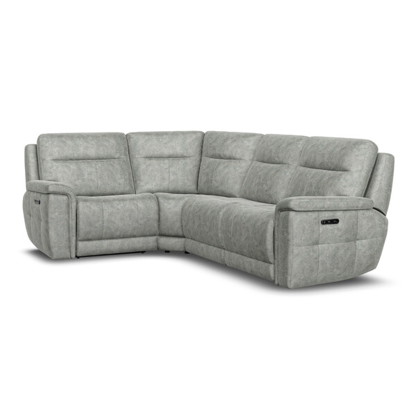 Marble Silver Fabric Sofas - Corner Electric Recliner Right Hand  - Dalton Range - Oak Furnitureland