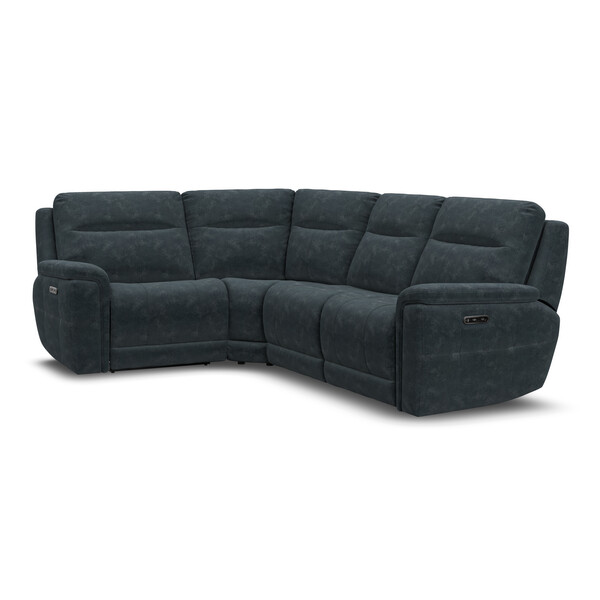 Dexter Shadow Fabric Sofas - Right Hand Corner Recliner with Power Headrests - Dalton Range - Oak Furnitureland