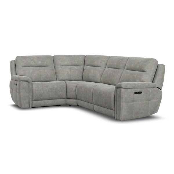 Dexter Stone Fabric Sofas - Right Hand Corner Recliner with Power Headrests - Dalton Range - Oak Furnitureland