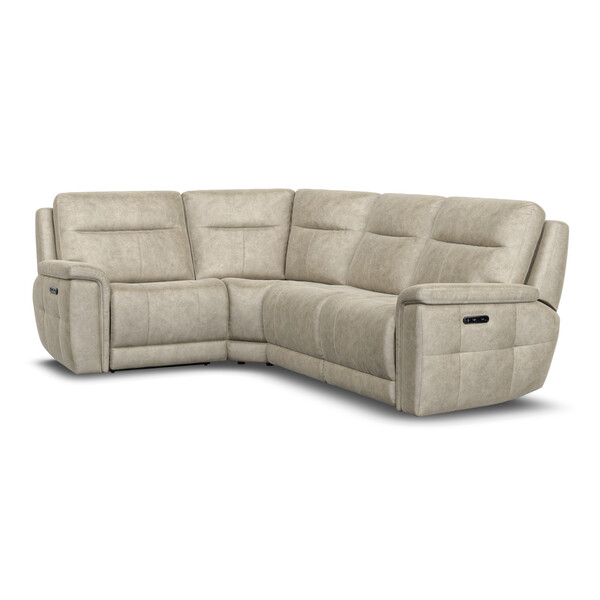 Marble Cream Fabric Sofas - Right Hand Corner Recliner with Power Headrests - Dalton Range - Oak Furnitureland