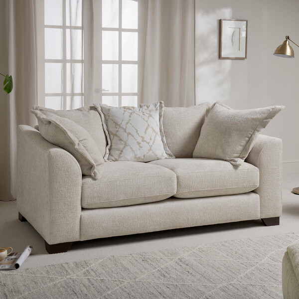 Cream Fabric Sofas - 2 Seater Pillow Back Sofa - Dewsbury Range - Oak Furnitureland