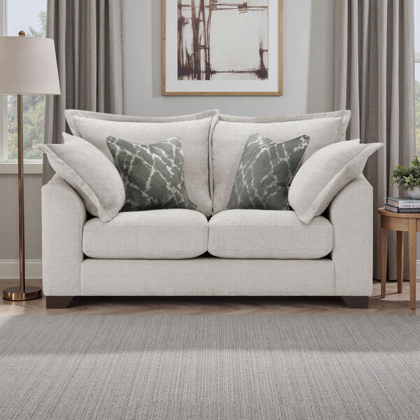 Ivory Fabric Sofas - 2 Seater Sofa - Dewsbury Range - Oak Furnitureland