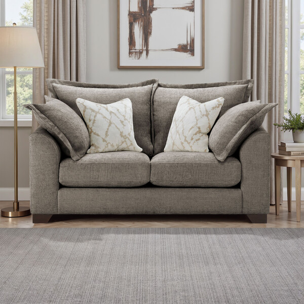Mocha Fabric Sofas - 2 Seater Sofa - Dewsbury Range - Oak Furnitureland