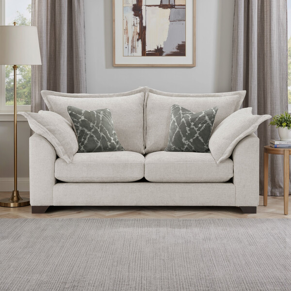 Ivory Fabric Sofas - 3 Seater Sofa - Dewsbury Range - Oak Furnitureland