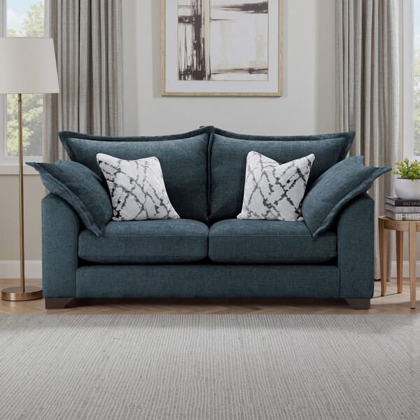 Navy Fabric Sofas - 3 Seater Sofa - Dewsbury Range - Oak Furnitureland