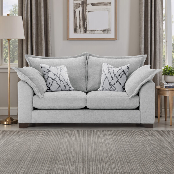 Silver Fabric Sofas - 3 Seater Sofa - Dewsbury Range - Oak Furnitureland