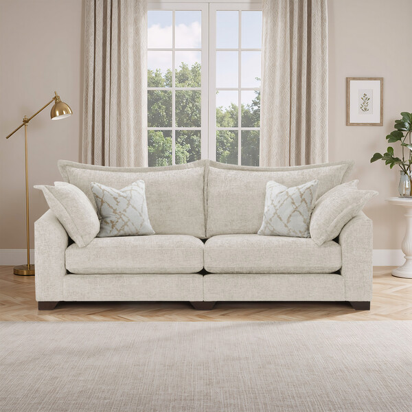 Cream Fabric Sofas - 4 Seater Sofa - Dewsbury Range - Oak Furnitureland
