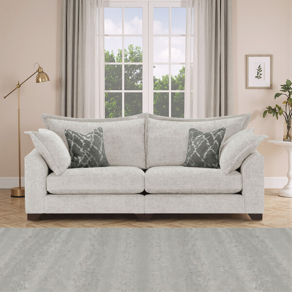Ivory Fabric Sofas - 4 Seater Sofa - Dewsbury Range - Oak Furnitureland