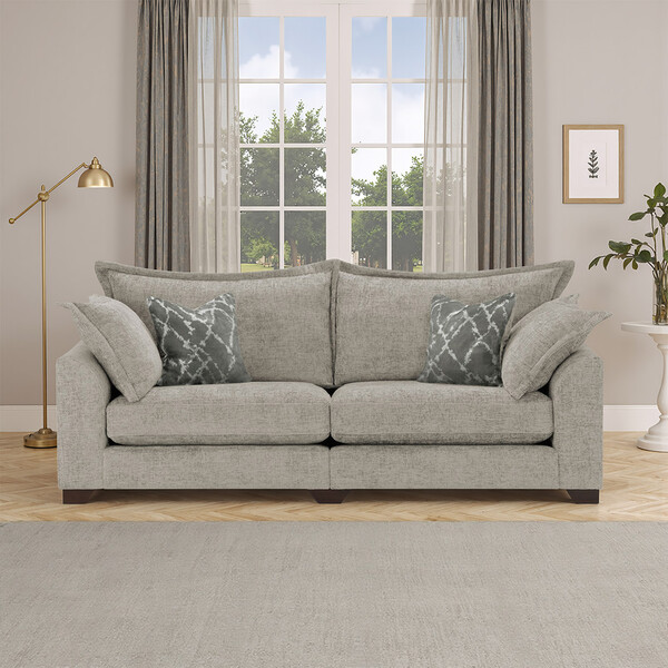 Mink Fabric Sofas - 4 Seater Sofa - Dewsbury Range - Oak Furnitureland