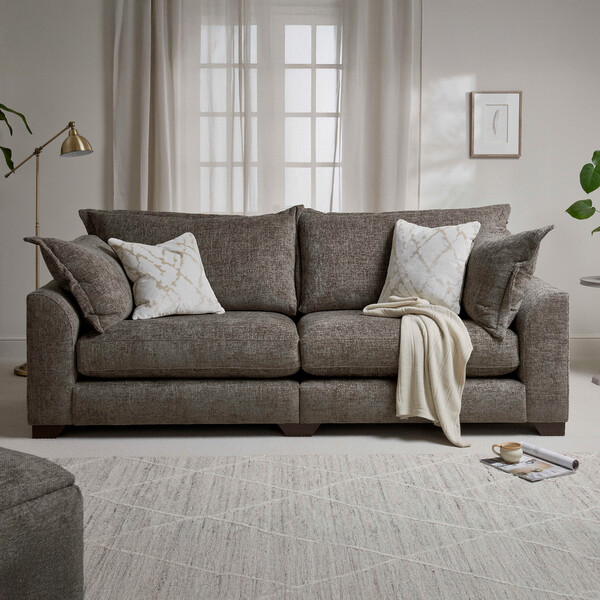 Mocha Fabric Sofas - 4 Seater Sofa - Dewsbury Range - Oak Furnitureland