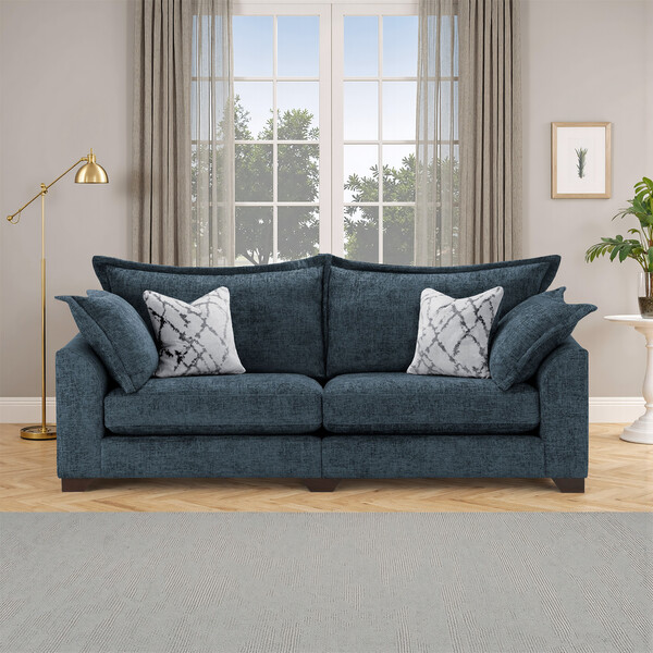 Navy Fabric Sofas - 4 Seater Sofa - Dewsbury Range - Oak Furnitureland