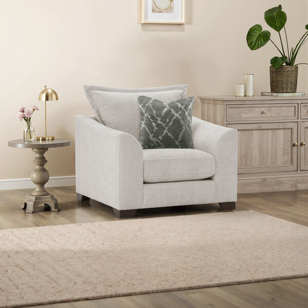 Ivory Fabric Sofas - Armchair - Dewsbury Range - Oak Furnitureland