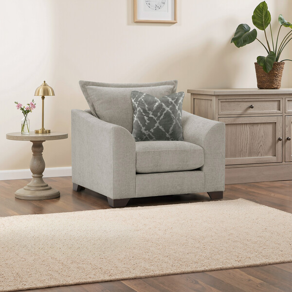 Mink Fabric Sofas - Armchair - Dewsbury Range - Oak Furnitureland