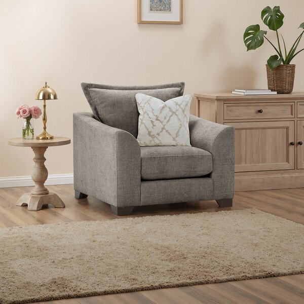 Mocha Fabric Sofas - Armchair - Dewsbury Range - Oak Furnitureland