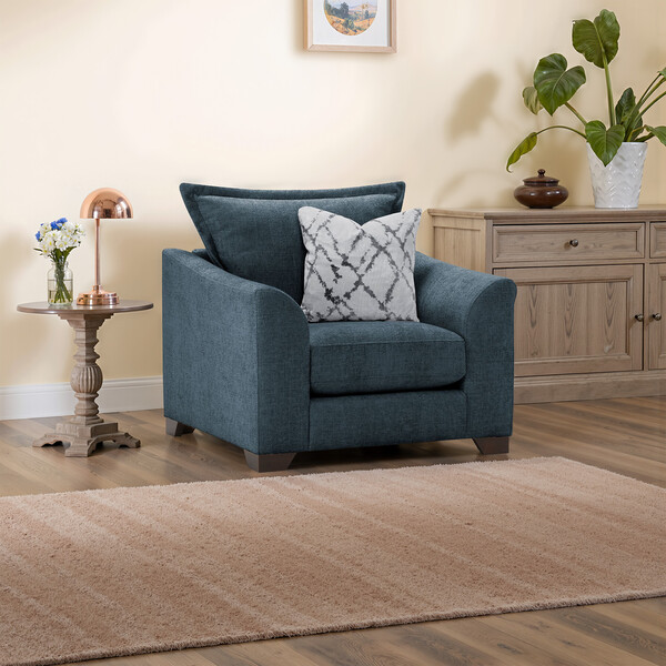 Navy Fabric Sofas - Armchair - Dewsbury Range - Oak Furnitureland