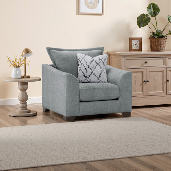 Pewter Fabric Sofas - Armchair - Dewsbury Range - Oak Furnitureland