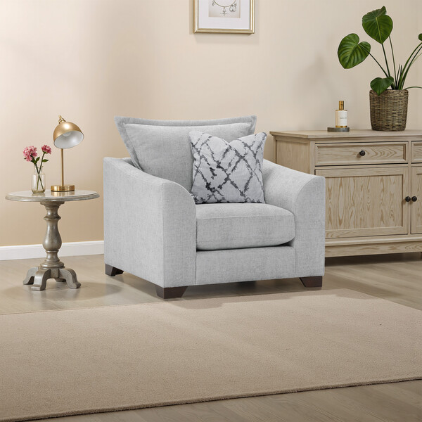 Silver Fabric Sofas - Armchair - Dewsbury Range - Oak Furnitureland