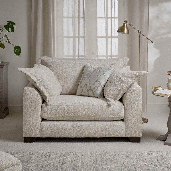 Cream Fabric Sofas - Loveseat - Dewsbury Range - Oak Furnitureland