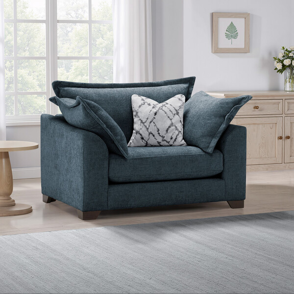 Navy Fabric Sofas - Loveseat - Dewsbury Range - Oak Furnitureland