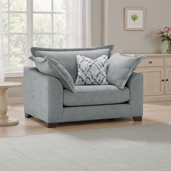 Pewter Fabric Sofas - Loveseat - Dewsbury Range - Oak Furnitureland