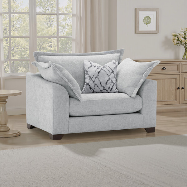 Silver Fabric Sofas - Loveseat - Dewsbury Range - Oak Furnitureland