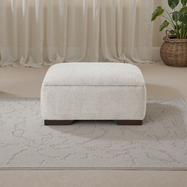 Ivory Fabric Sofas - Storage Footstool - Dewsbury Range - Oak Furnitureland