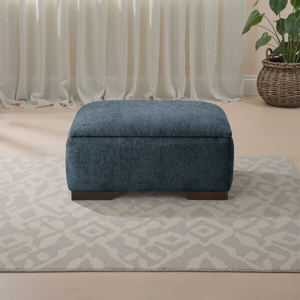Navy Fabric Sofas - Storage Footstool - Dewsbury Range - Oak Furnitureland