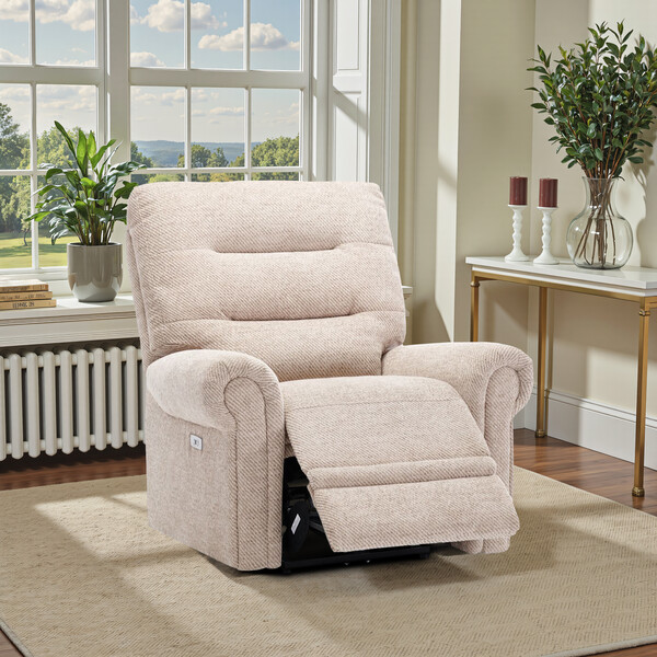 Dorset Beige Fabric Sofas - Electric Recliner Armchair - Eastbourne Range - Oak Furnitureland