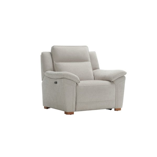 Amigo Dove Fabric Sofas - Electric Recliner Armchair with Power Headrest - Dune Range - Oak Furnitureland
