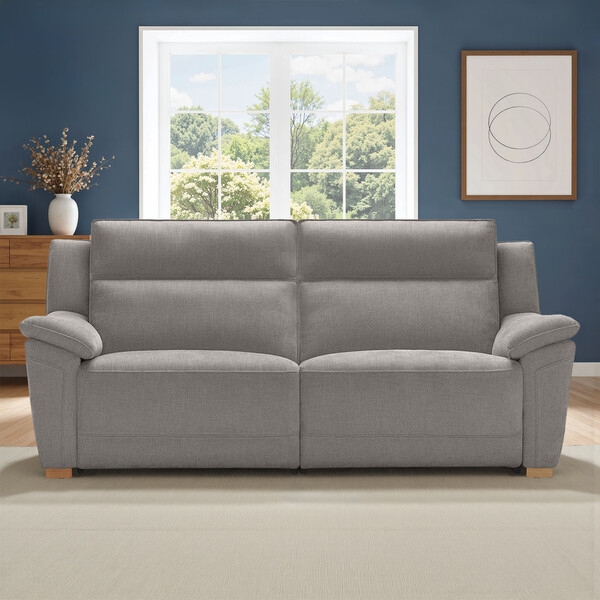 Amigo Granite Fabric Sofas - 3 Seater Electric Recliner Sofa with Power Headrest - Dune Range - Oak Furnitureland