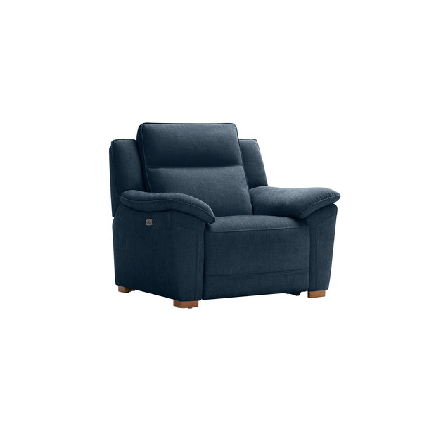 Amigo Navy Fabric Sofas - Electric Recliner Armchair with Power Headrest - Dune Range - Oak Furnitureland