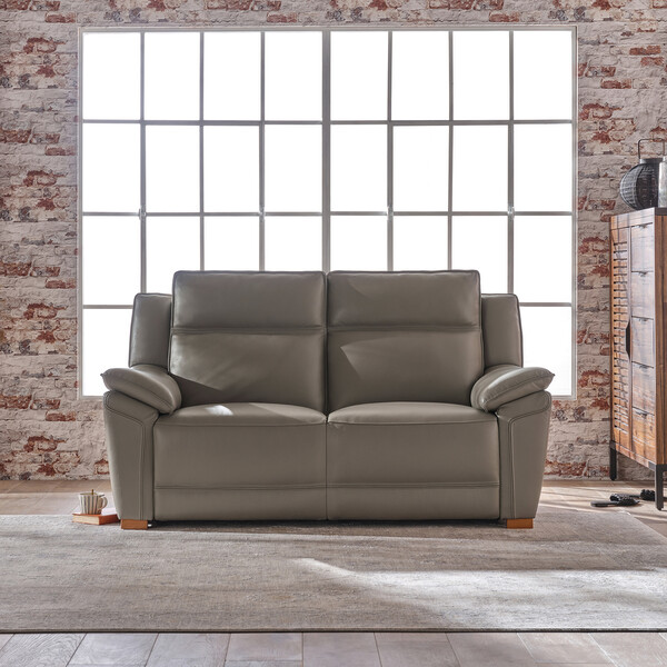 Elephant Grey Leather Sofas - 2 Seater Sofa - Dune Range - Oak Furnitureland