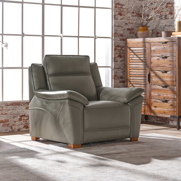 Elephant Grey Leather Sofas - Armchair - Dune Range - Oak Furnitureland