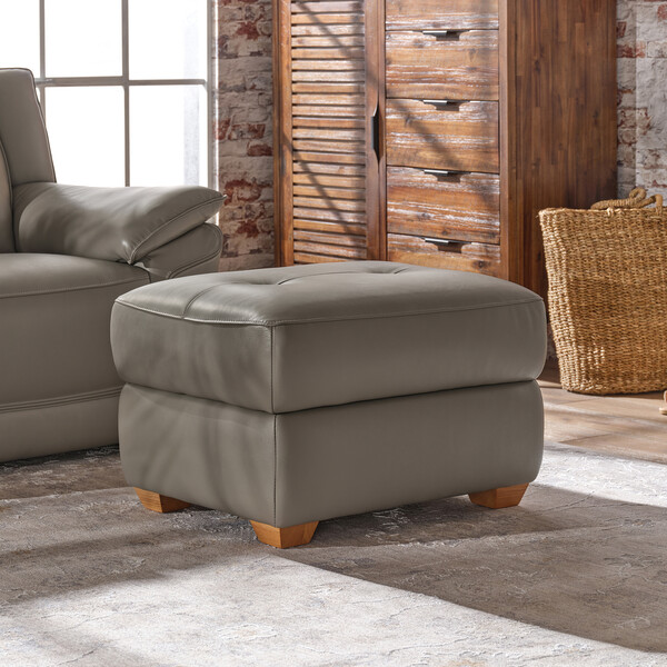 Elephant Grey Leather Sofas - Storage Footstool - Dune Range - Oak Furnitureland
