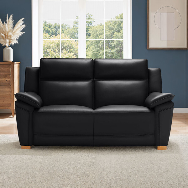 Midnight Leather Sofas - 2 Seater Sofa - Dune Range - Oak Furnitureland